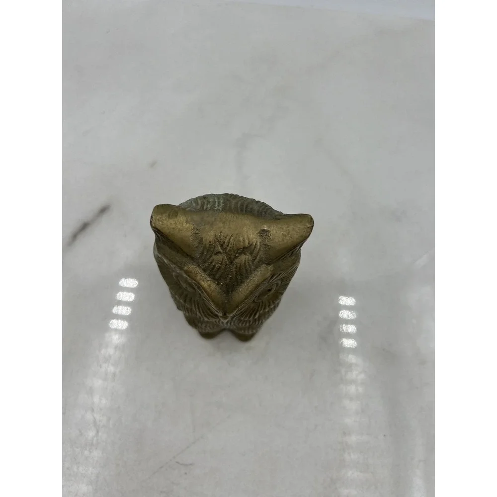 Vintage Brass Owl Figurine Paperweight 4.75